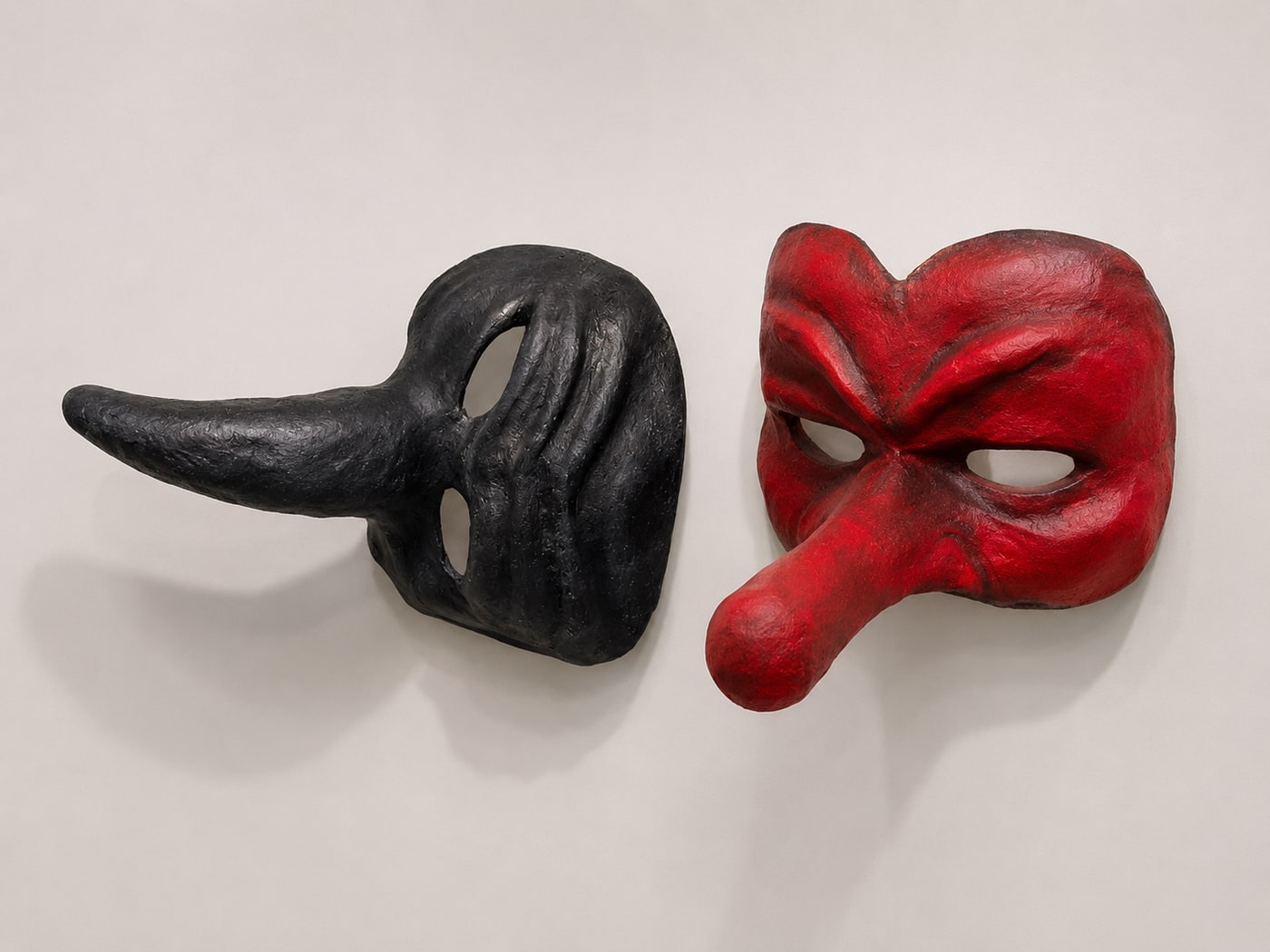 Black and red masks